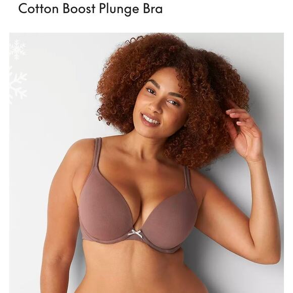 Cacique Boost Plunge Bra The cotton cacique collection black polka dot Size 40C - Picture 3 of 10